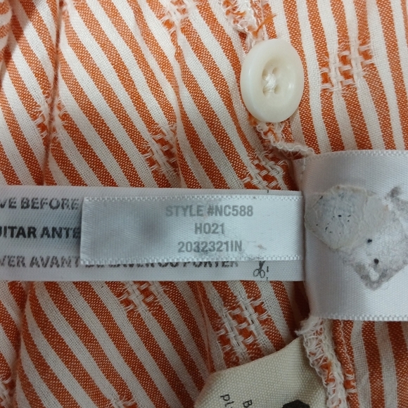 Madewell Puff Sleeve, Button Front Crop Top In Embroidered Stripe. LadiesSize XL - Picture 9 of 11